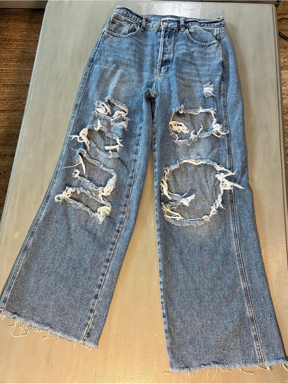 PacSun Light Blue Distressed Wide-Leg Jeans